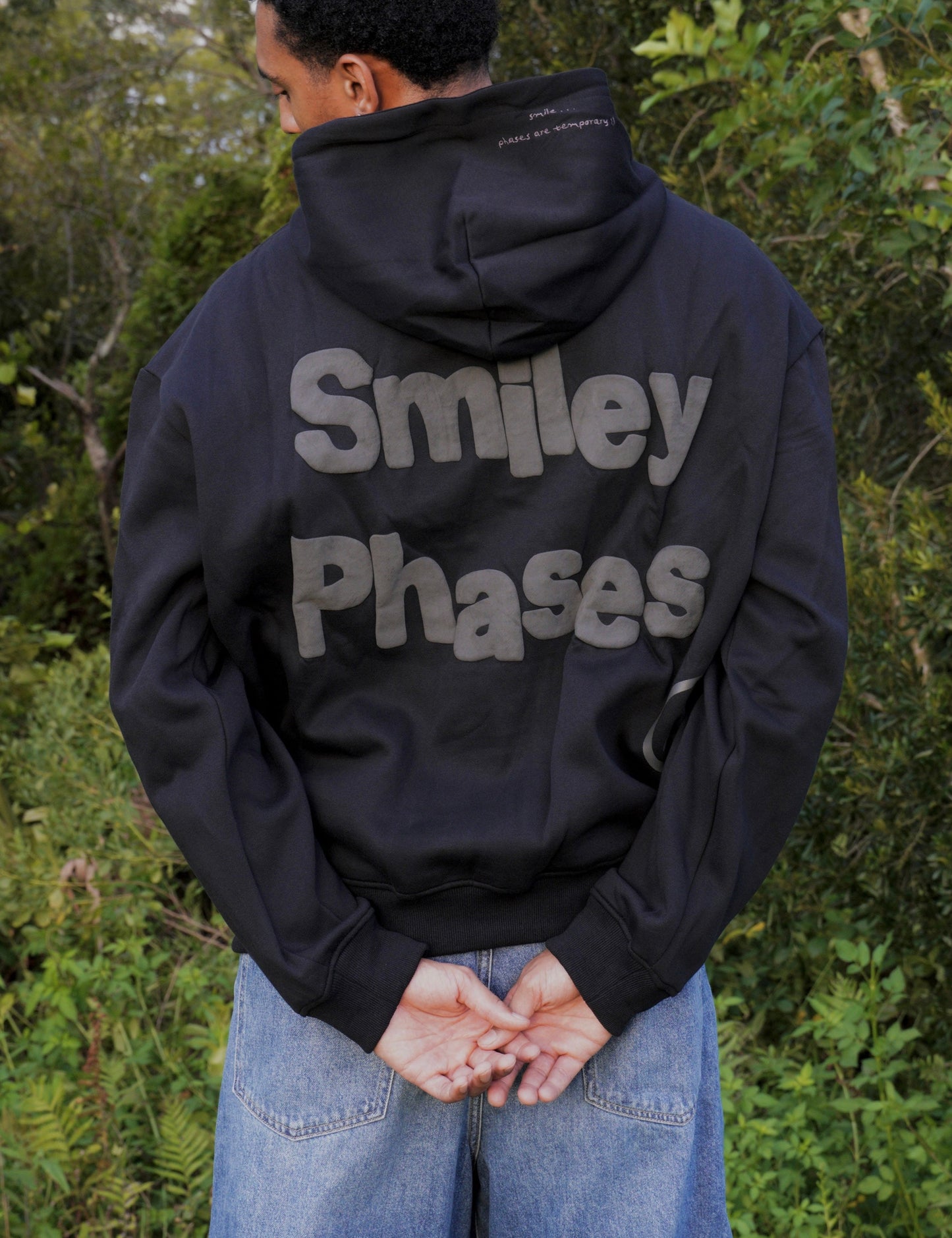"Smiley Phases" Hoodie- Carbon Black