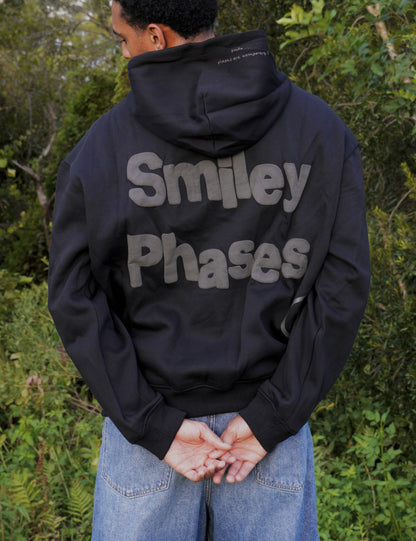 "Smiley Phases" Hoodie- Carbon Black