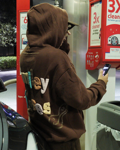 "Smiley Phases" Hoodie - Cosmic Brownie