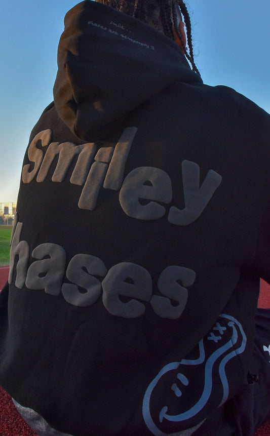 "Smiley Phases" Hoodie - Blackout