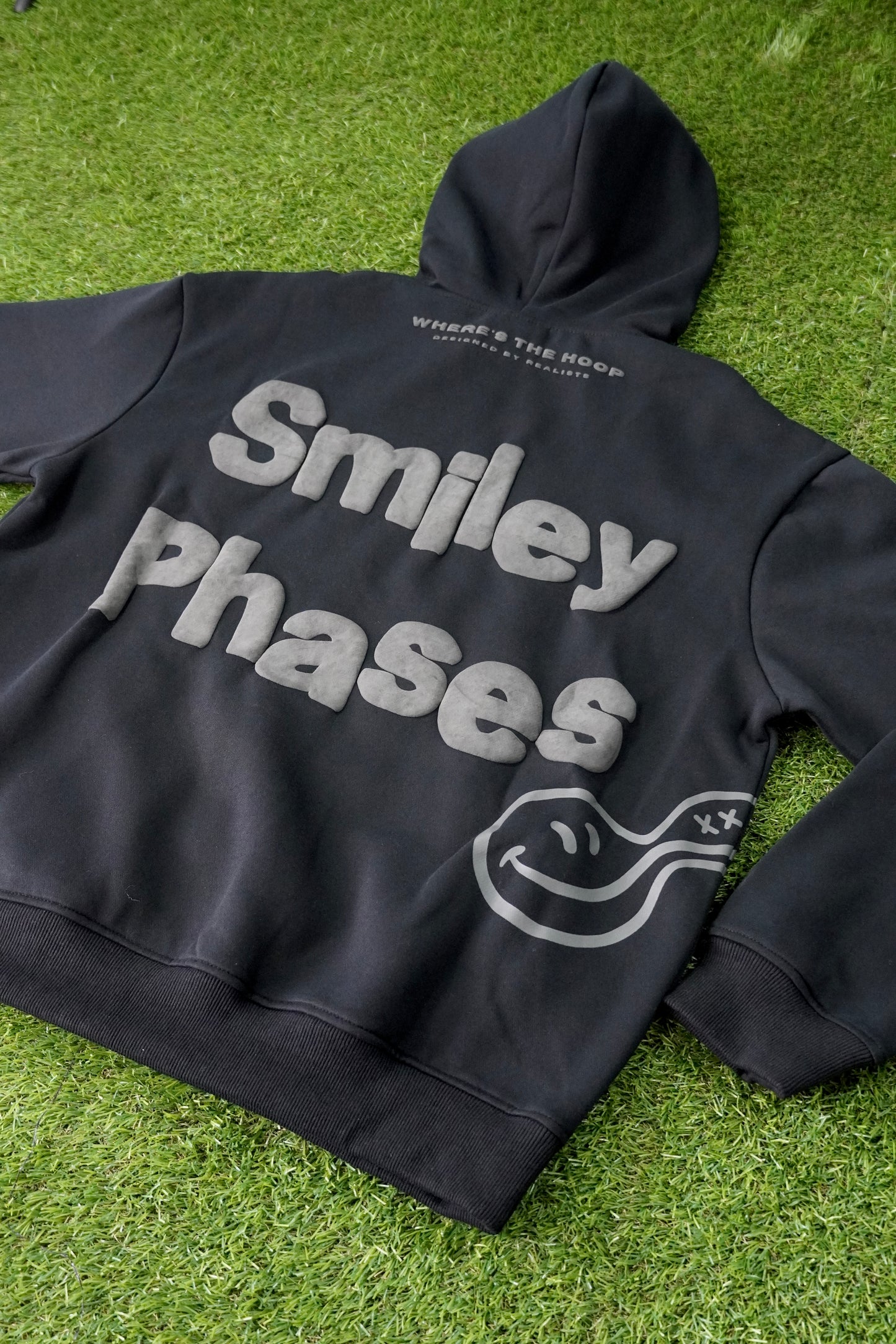 "Smiley Phases" Hoodie- Carbon Black