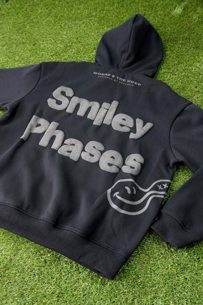 "Smiley Phases" Hoodie- Carbon Black