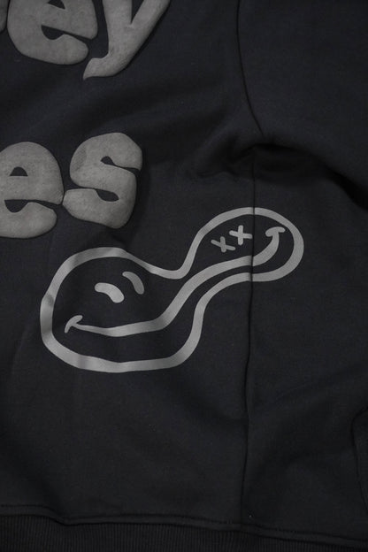 "Smiley Phases" Hoodie- Carbon Black